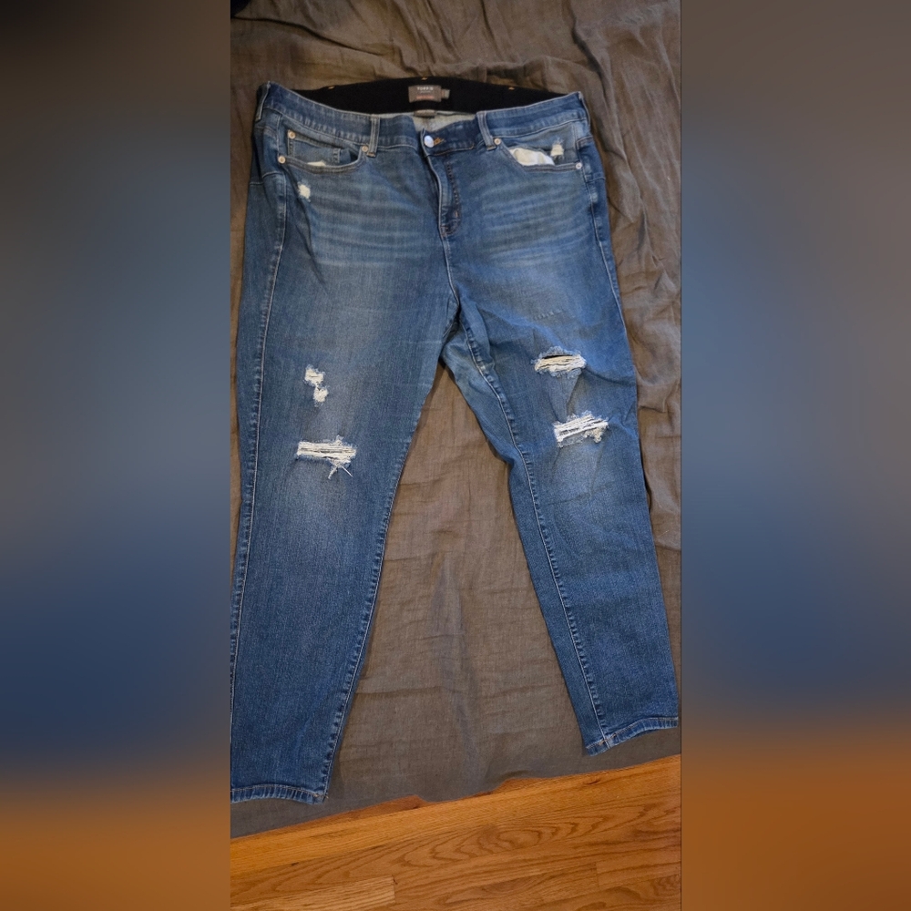 Torrid Distressed Skinny Jeans in Blue